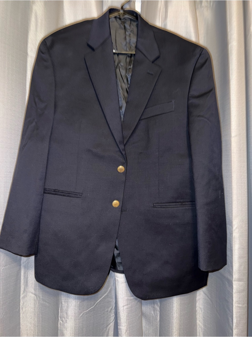 Chaps Navy Sport Coat with Gold Buttons